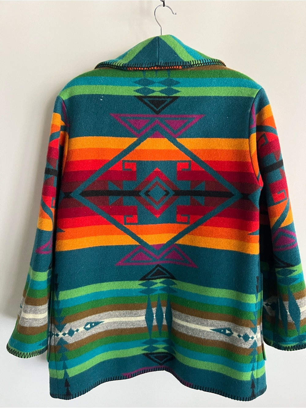 Vintage Pendleton Teal Multi-Color Shawl Collar Jacket Coat - Picture 4 of 4